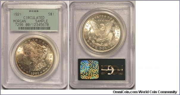 1921 Morgan Dollar in Sample Slab by PCGS