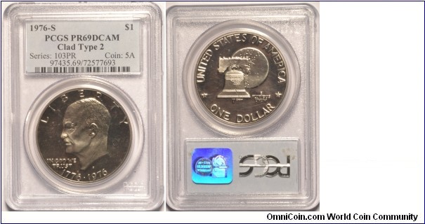 1976S Ike Dollar Type 2 PR69DCAM - PCGS