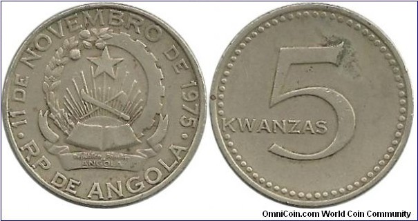 Angola 5 Kwanzas ND(1975)