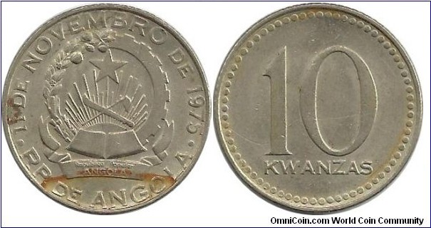 Angola 10 Kwanzas ND(1975)