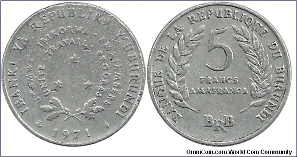 Burundi 5 Francs 1971