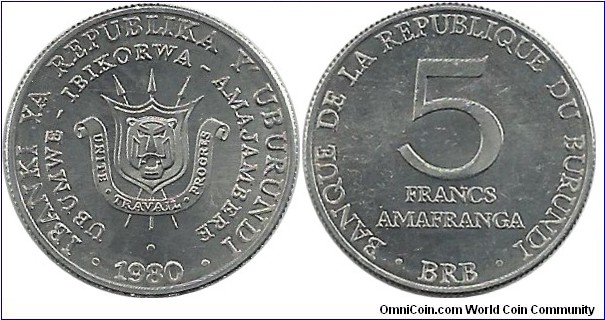 Burundi 5 Francs 1980