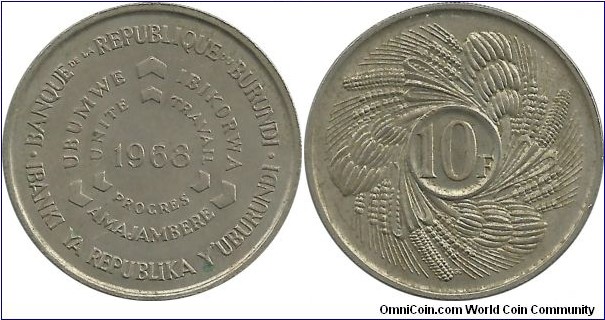 Burundi 10 Francs 1968-FAO