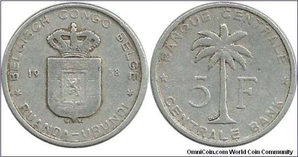 Ruanda-Urundi 5 Francs 1958