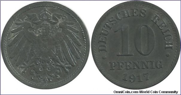 DeutschesReich 10 Pfennig 1917(Zn)