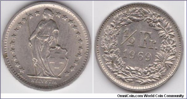 Half Franc 1969 Switzerland 