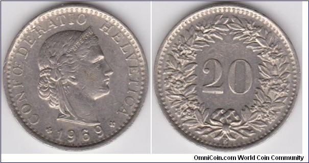 20 Centimes 1969 Switzerland