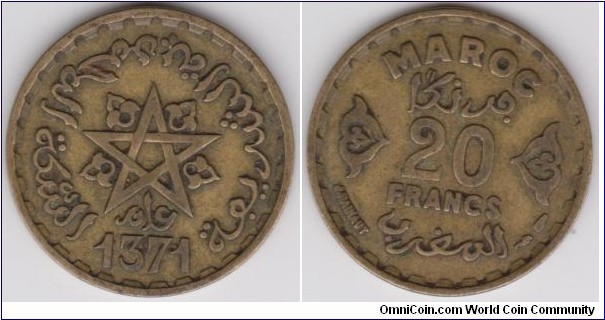 20 Francs 1371(1952) Maroc