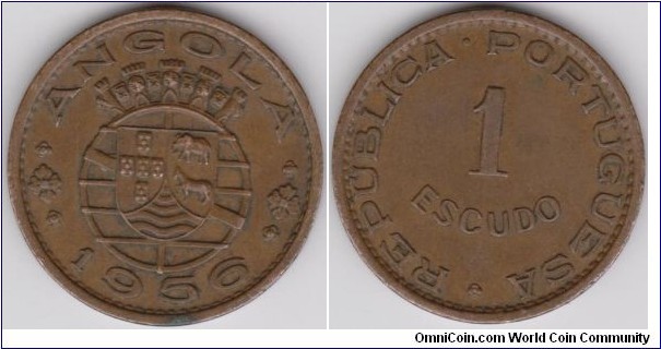 1 Escudo 1956 Angola 