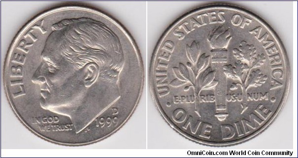 10 Cents Roosevelt Dime 1999-D