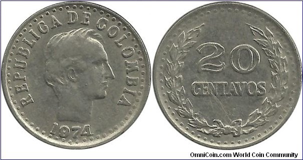 Colombia 20 Centavos 1974