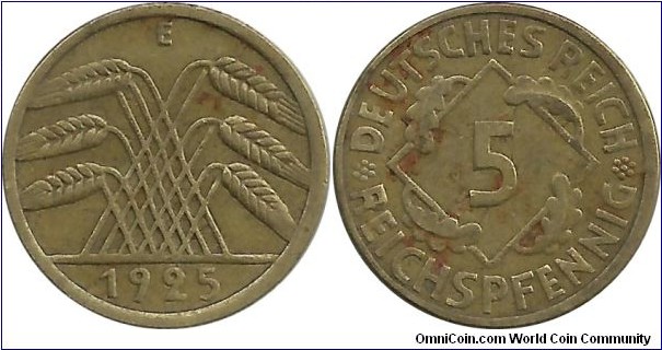 Germany 5 Reichspfennig 1925E