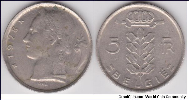 5 Francs Belgium 1978