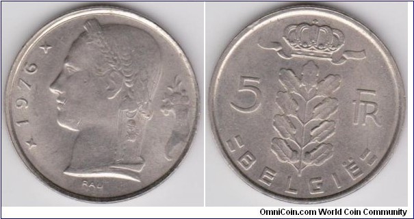 5 Francs Belgium 1976