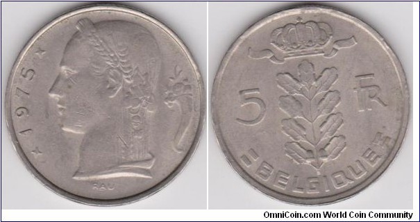 5 Francs Belgium 1975