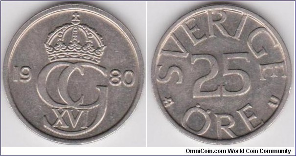 1980 Sweden 25 Öre 