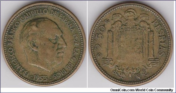 2.50 Pesetas Spain 1953