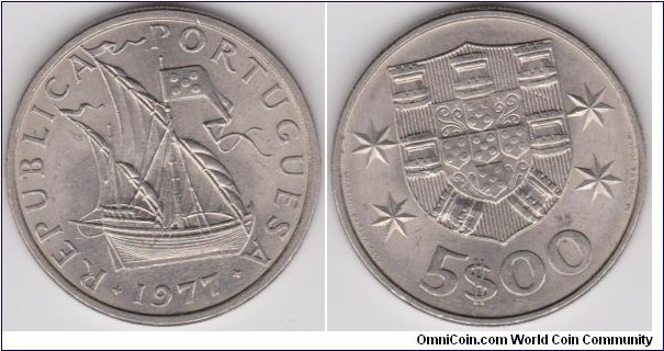 5 Escudos Portugal 1977