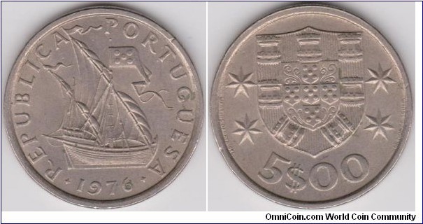 5 Escudos Portugal 1976