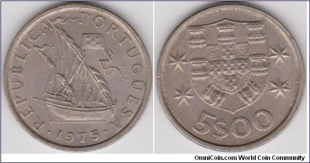 5 Escudos Portugal 1975