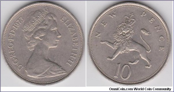 10 New Pence 1973 