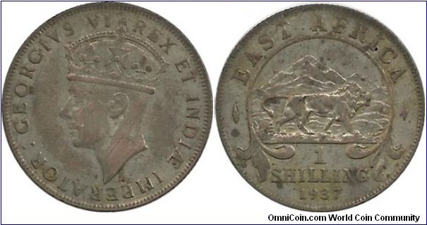 BEAfrica 1 Shilling 1937H(.250 Ag)