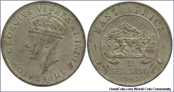 BEAfrica 1 Shilling 1942(.250 Ag)