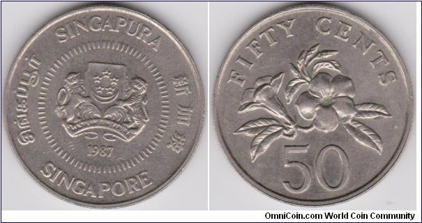 50 Cents Singapore 1987 