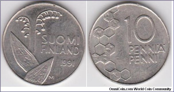 10 Penniä Finland 1991 