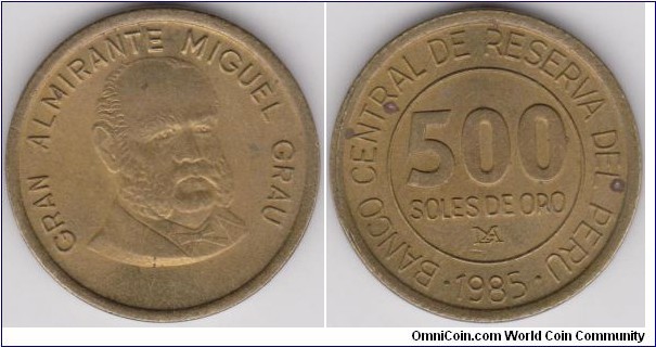 500 Soles de Oro Peru 1985