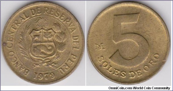 5 Soles de Oro Peru 1979