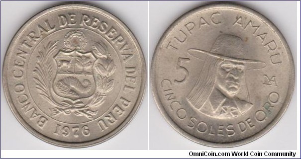 5 Soles de Oro Peru 1976