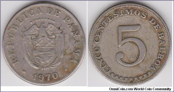 5 Centesimos Panama 1970