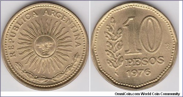 10 Pesos Argentina 1976 