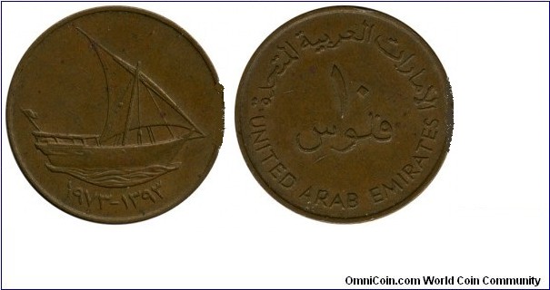 united_arab emirates 10 fils 1973