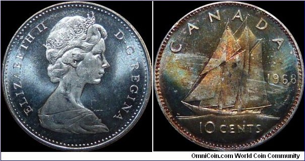 Canada 10 Cents 1968 - Toned