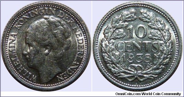 Netherlands 10 Cents 1938 Grapes Privy Mark