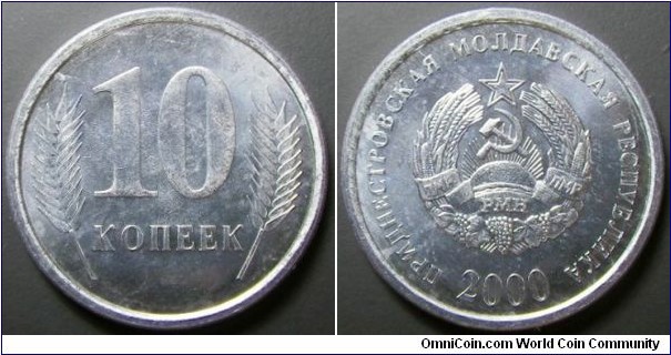 Transnistria 2000 10 kopek. Weight: 0.96g. 