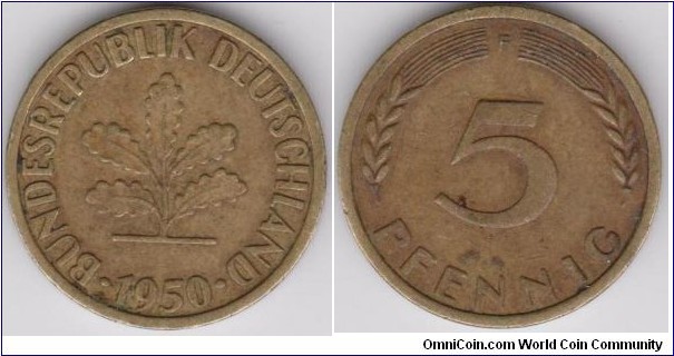 5 Phennig Germany 1950-F 