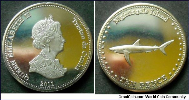 Tristan da Cunha 10 pence. 2011, Nightingale Island