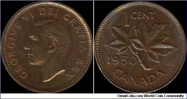 Canada 1 Cent 1950 - Toned (not visible in scan)