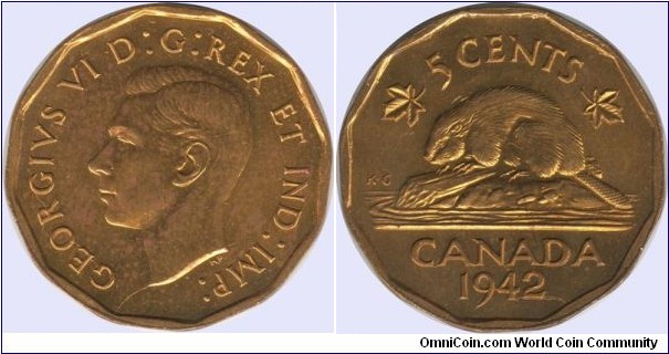 Canada 5 Cents 1942
