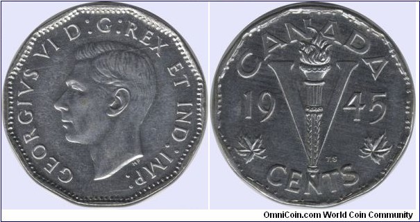 Canada 5 Cents 1945