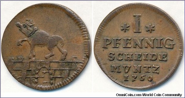 Anhalt-bernburg Viktor II Friedrich Pfennig. 2.34g, 20.43mm, Copper.