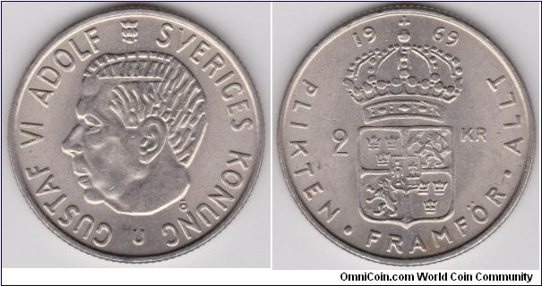 1969 Sweden 2 Kronor