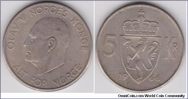 1966 Norway 5 Kroner