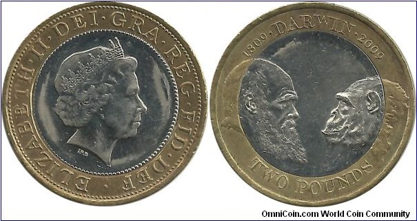 UKingdom 2 Pounds 2009 - C.Darwin Birth Bicentennial