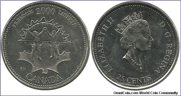 CanadaComm 25 Cents 2000-2 (Freedom-Liberte)