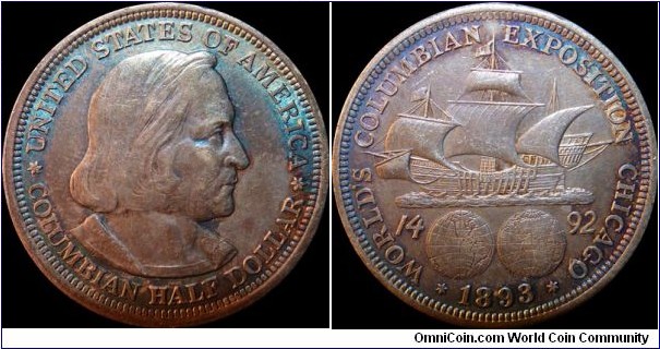 USA 50 Cents 1893 Columbian Exposition - Toned