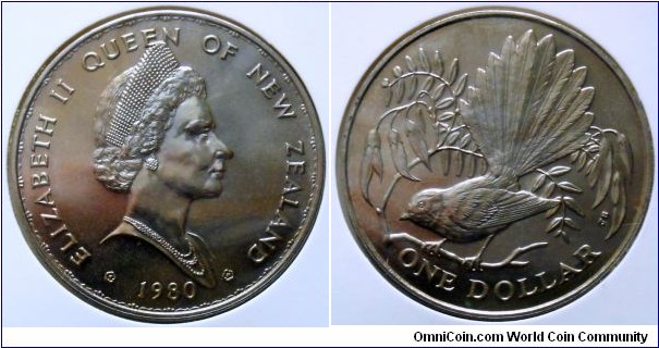 New Zealand 1 dollar. 1980